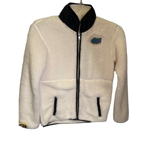 University of Florida Gators Cream Long Sleeve Fleece Sherpa Jacket Girl's Large - Picture 1 of 7